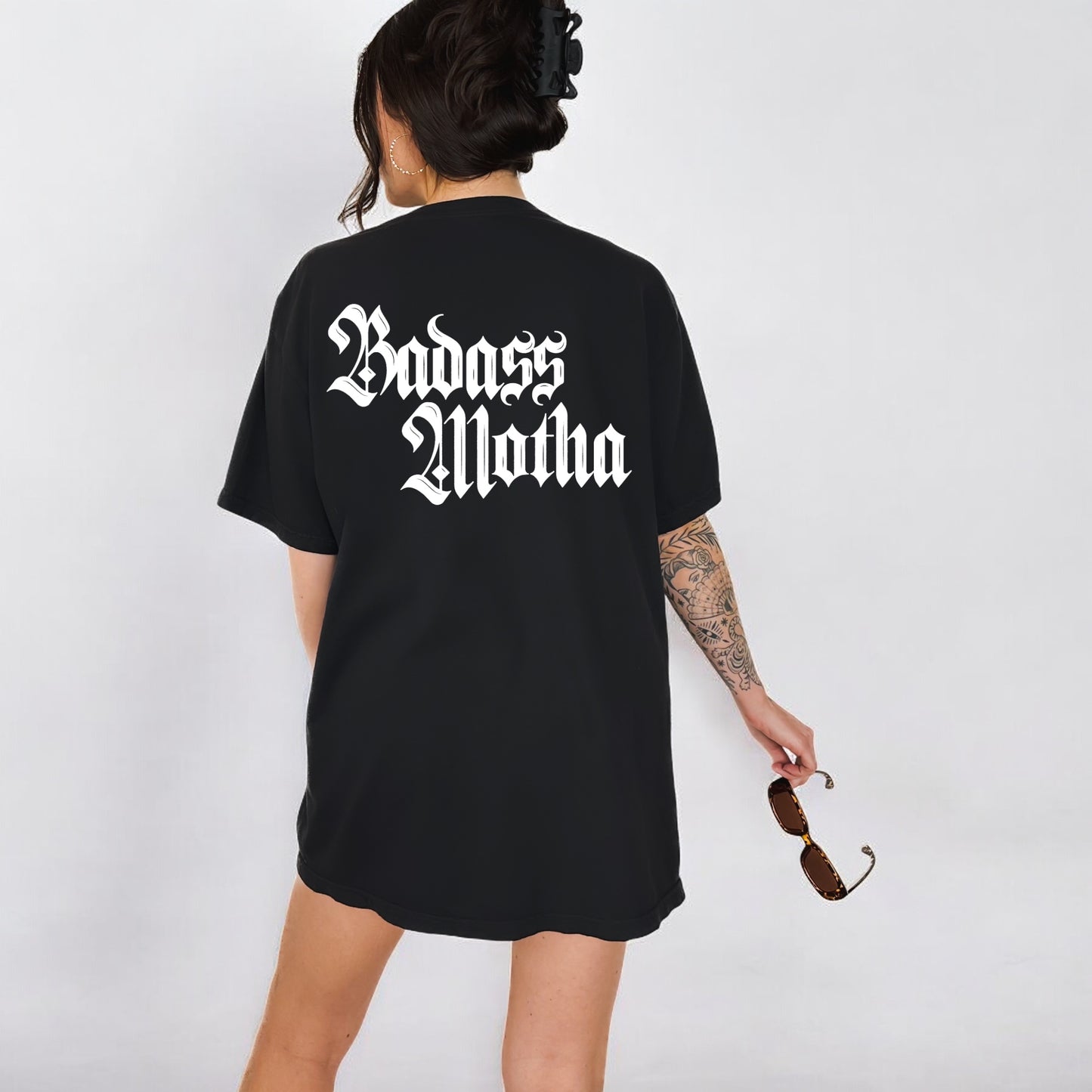 BADASS MOTHA (OLD ENGLISH) - UNISEX BLACK TEE