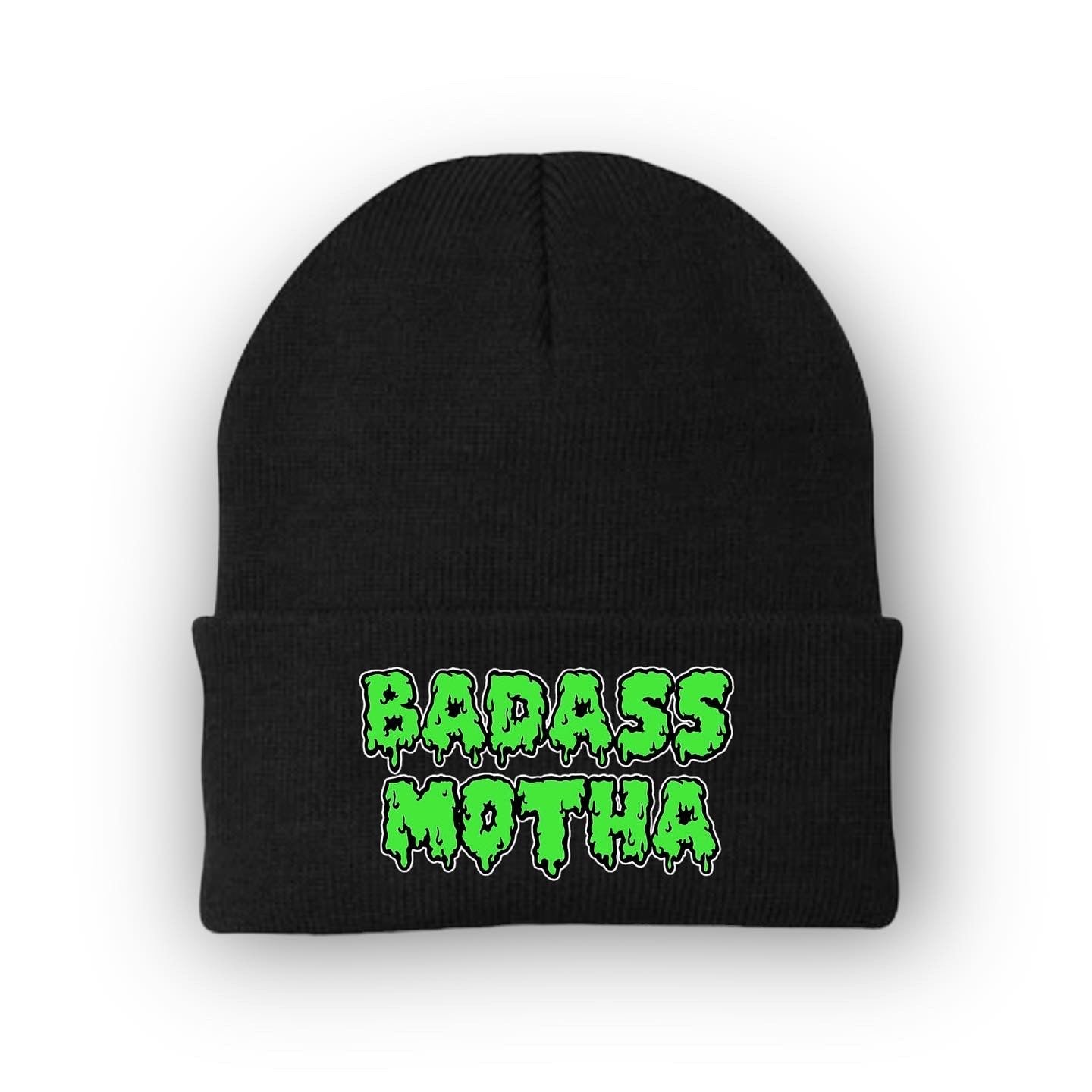 SPOOKY BAM - EMBROIDERED BLACK BEANIE