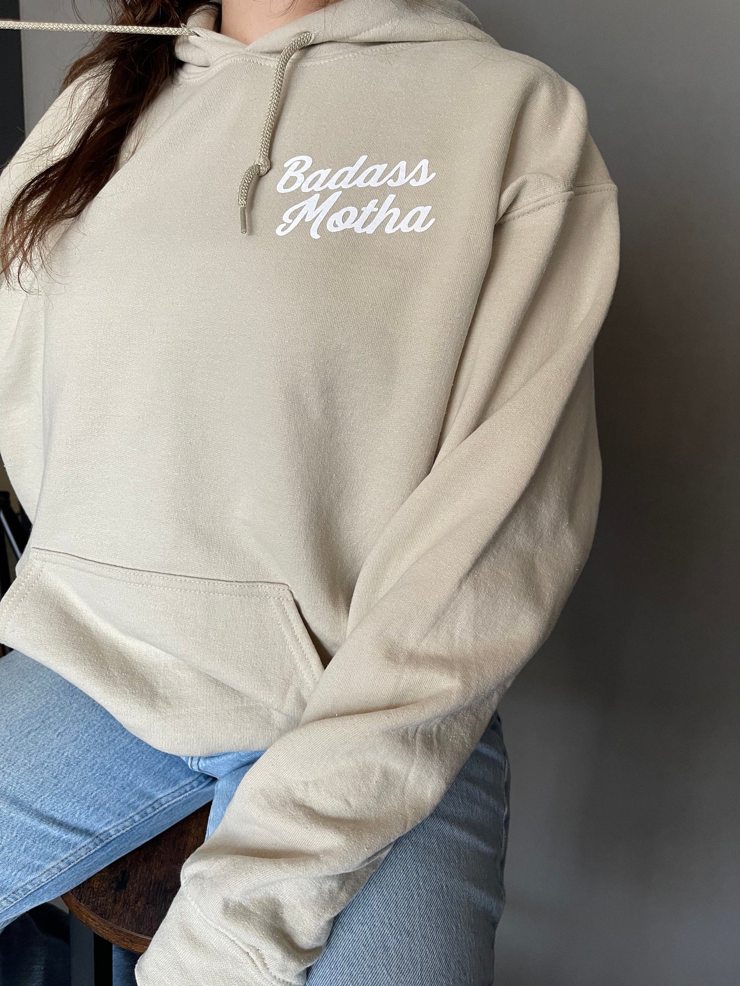 BADASS MOTHA - UNISEX SAND HOODIE