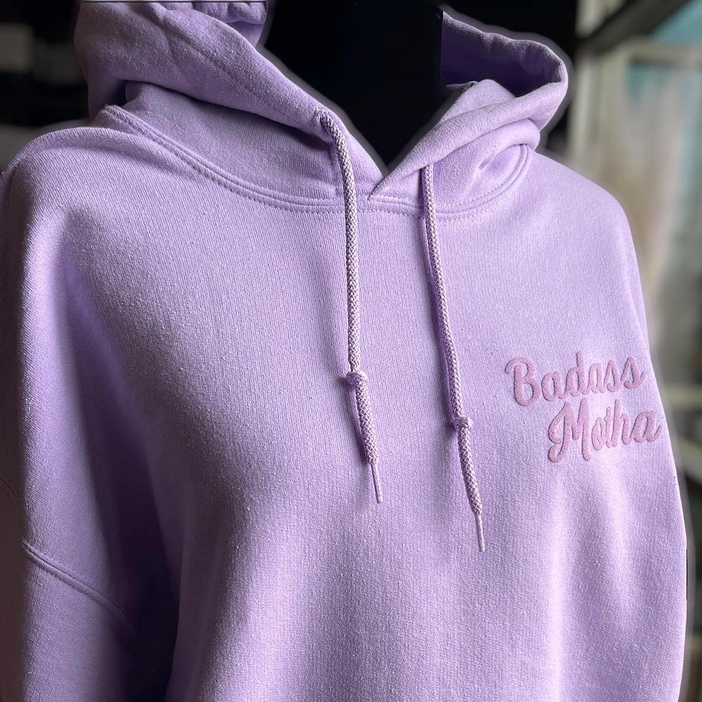 BADASS MOTHA - UNISEX LILAC PUFFY INK HOODIE