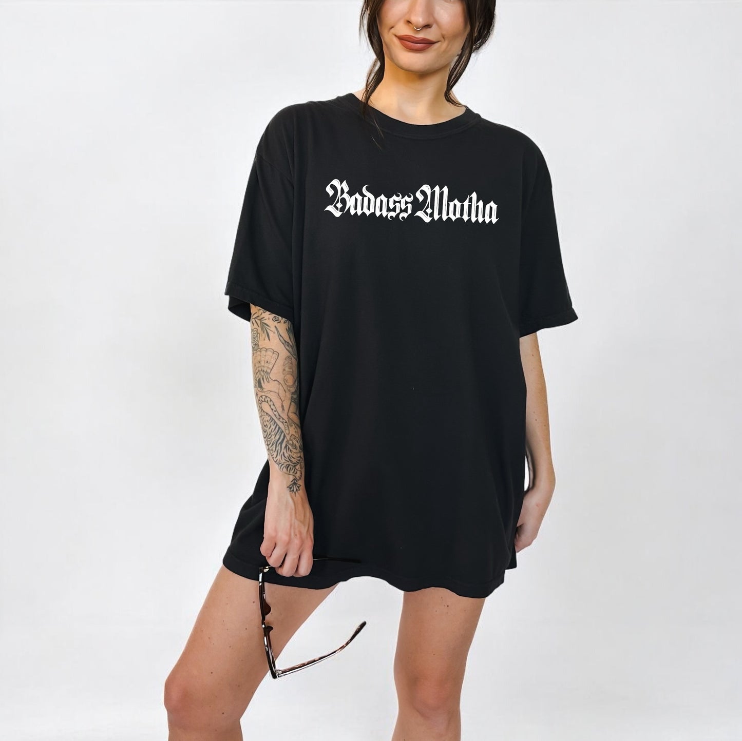 BADASS MOTHA (OLD ENGLISH) - UNISEX BLACK TEE