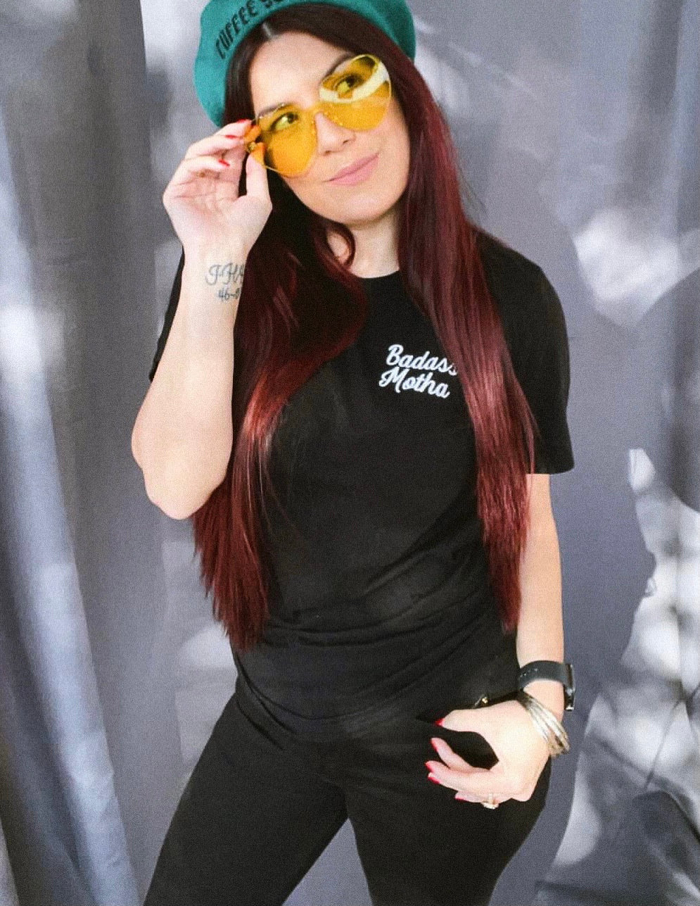 BADASS MOTHA - UNISEX BLACK EMBROIDERED TEE