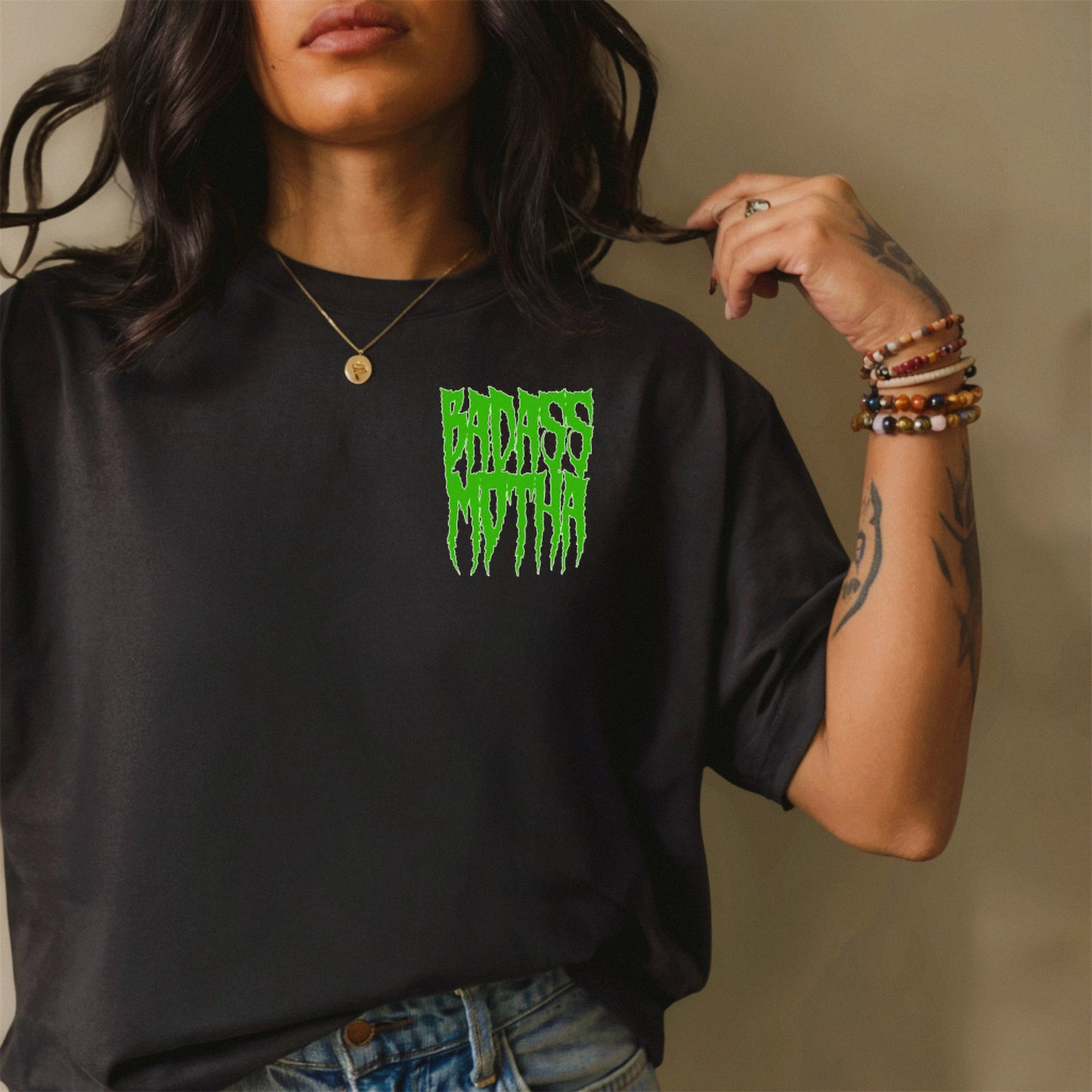 BADASS MOTHA (NEW SPOOKY COLLECTION) - UNISEX TEE (GREEN)