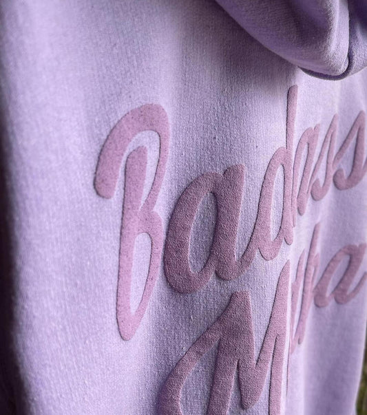 BADASS MOTHA - UNISEX LILAC PUFFY INK HOODIE