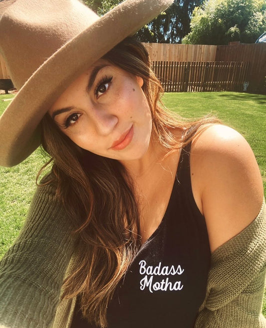 BADASS MOTHA - WOMEN'S BLACK EMBROIDERED TANK