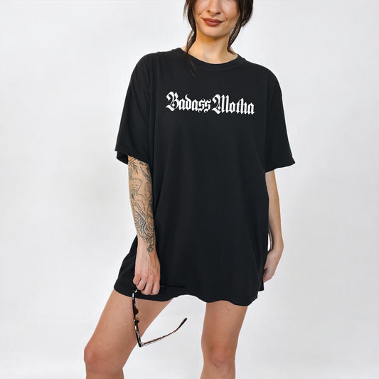 BADASS MOTHA (OLD ENGLISH) - UNISEX BLACK TEE