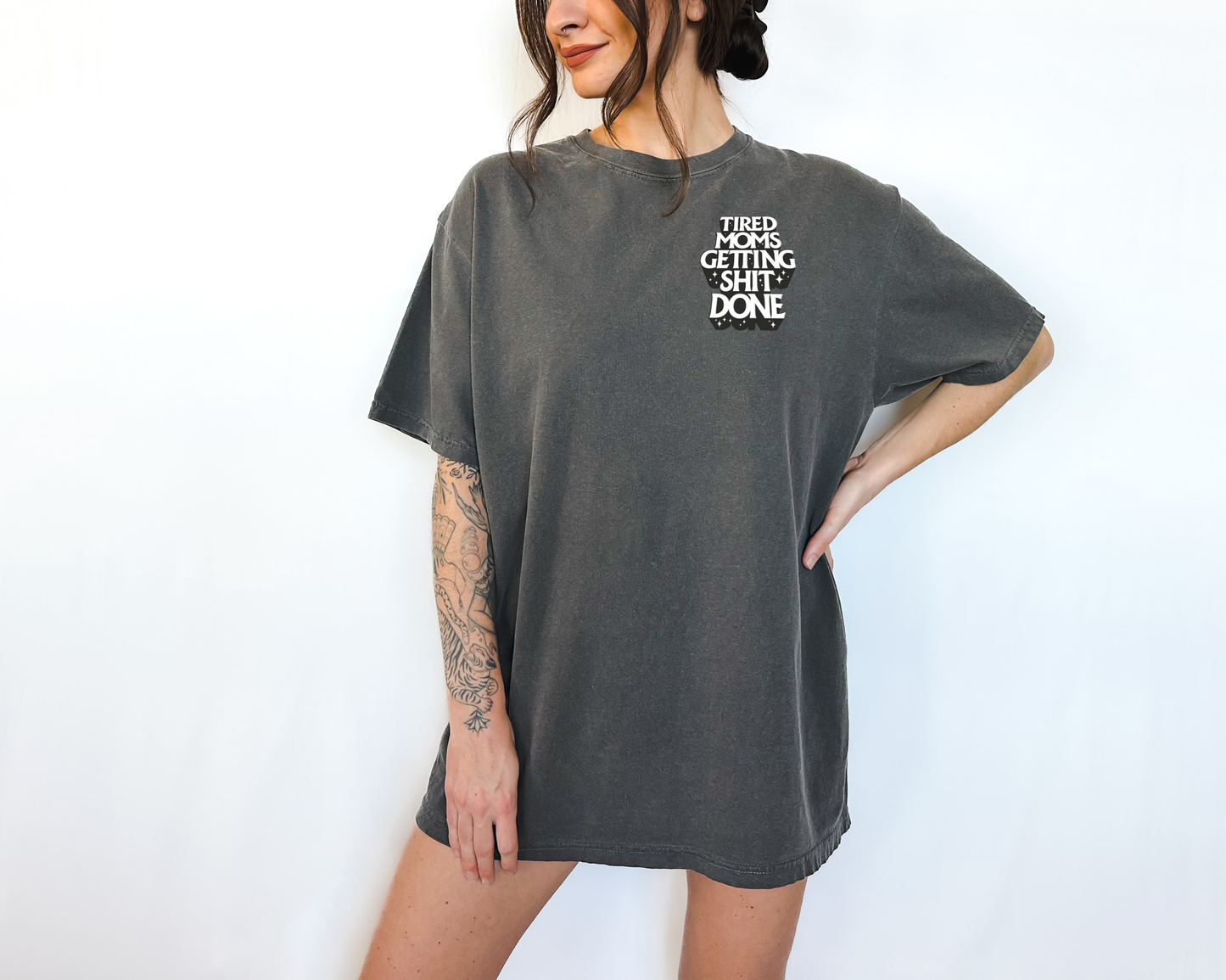 TIRED MOMS GETTING SHIT DONE - UNISEX CHARCOAL TEE