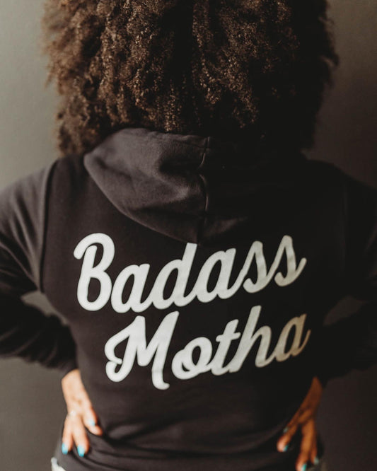 BADASS MOTHA - UNISEX BLACK FLEECE ZIP