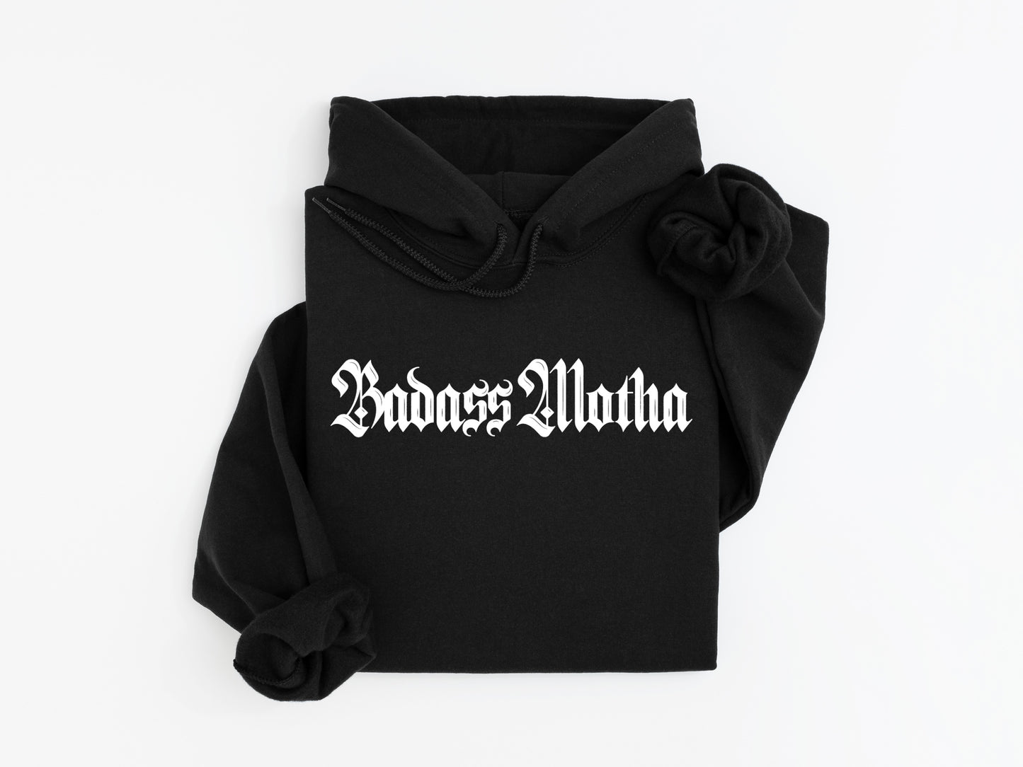 BADASS MOTHA (OLD ENGLISH) - UNISEX BLACK HOODIE