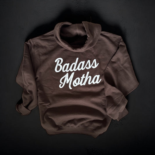 BADASS MOTHA - UNISEX BROWN HOODIE